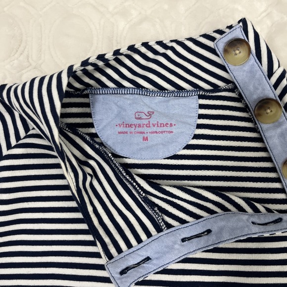 Vineyard Vines Women's Sz M White Navy Blue Striped Sweater Long Sleeve Nautical - Picture 6 of 8